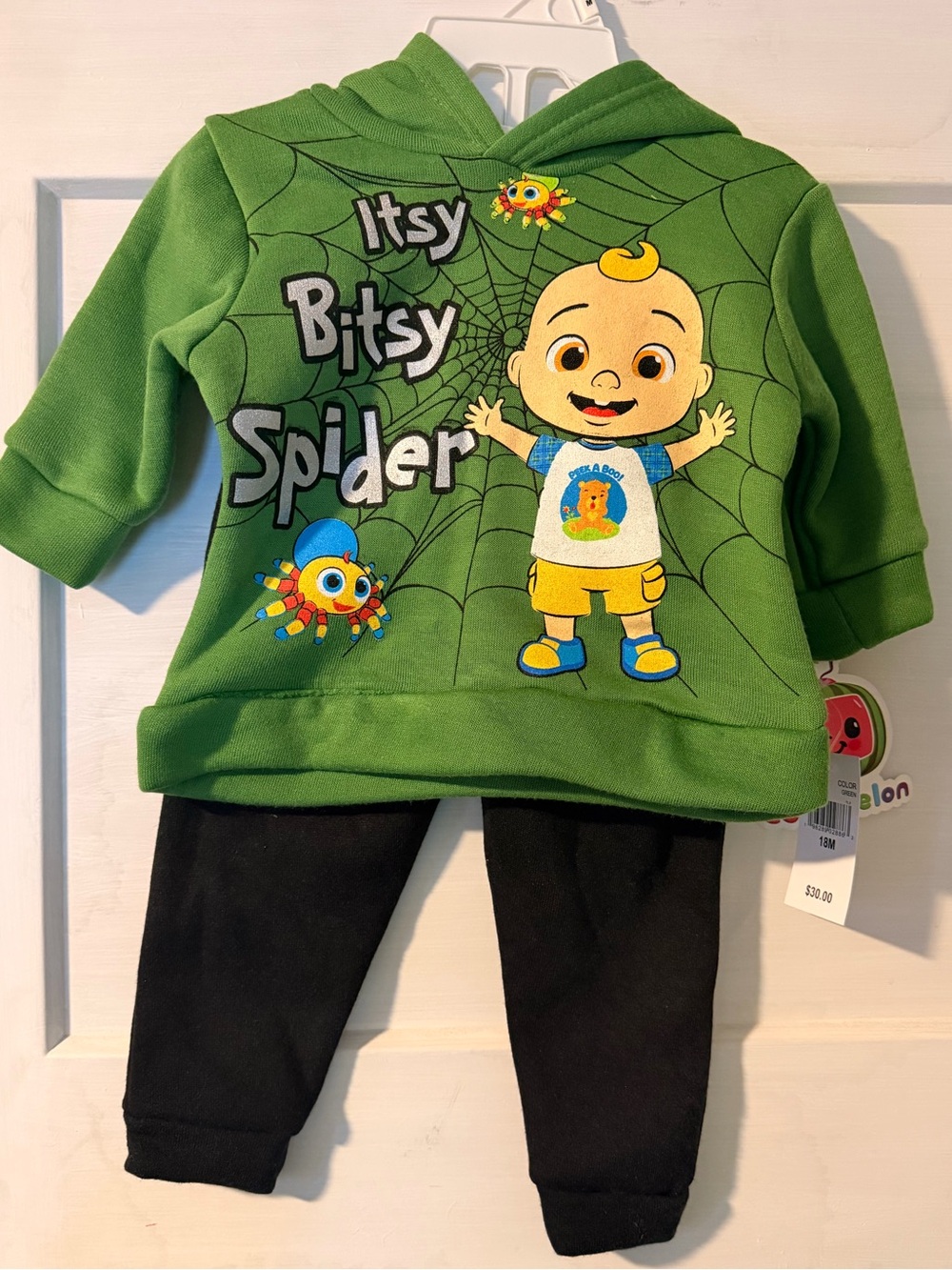 Green "Itsy Bitsy Spider" Kids Matching Hoodie & Legging Set